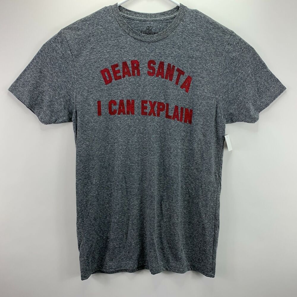 Kid Dangerous Mens Dear Santa Crewneck Short Sleeve T-Shirt Gray M